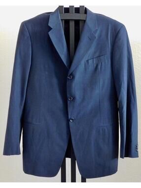 Armani Collezioni Mens Blazer Size 46 Dark Blue Virgin Wool Blend Italy Vented